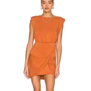 NWOT Free People small Runaway shoulder pad orange/brown mini dress